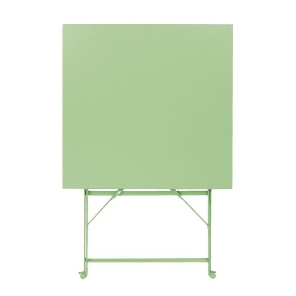 Bolero Square Pavement Style Steel Folding Table Light Green 600mm