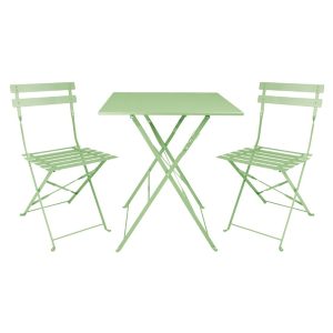 Bolero Square Pavement Style Steel Folding Table Light Green 600mm