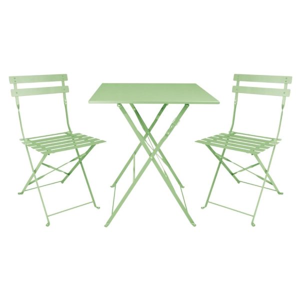 Bolero Square Pavement Style Steel Folding Table Light Green 600mm