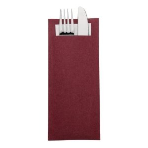 Europochette Burgundy Cutlery Pouch with White Napkin (Pack of 500)