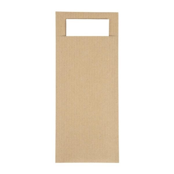 Europochette Brown Cutlery Pouch with White Napkin (Pack of 500)