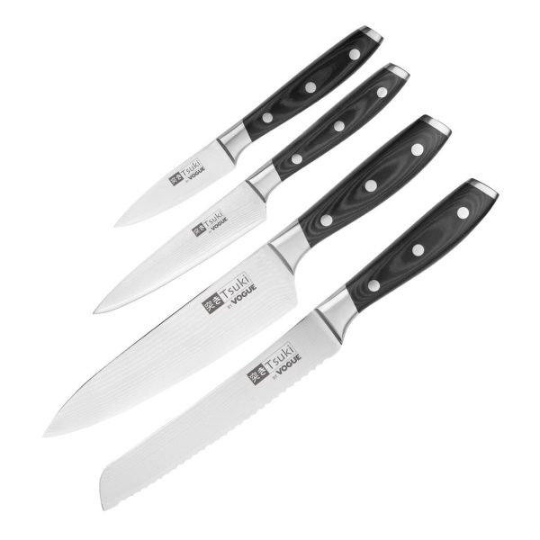 Vogue Tsuki Series 7 Prep Like A Pro 4-Piece Knife Set With Magnetic Rack