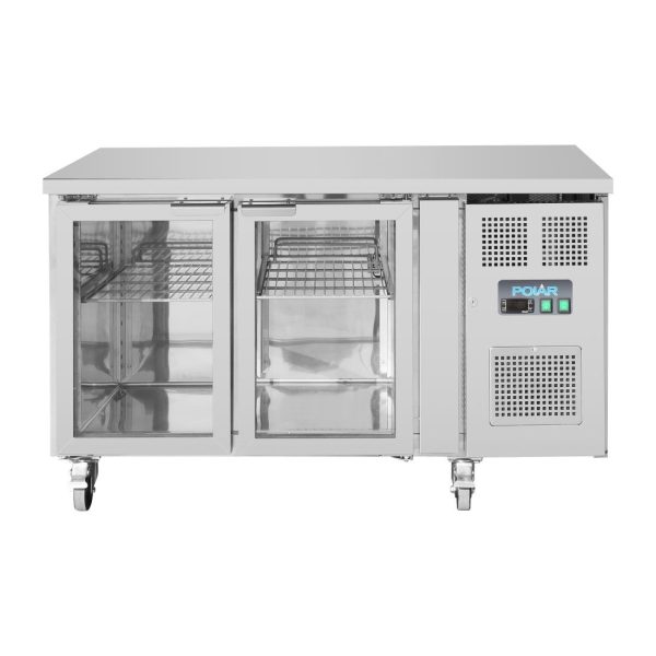 Polar U-Series 2 Door Counter Fridge with Glass Doors