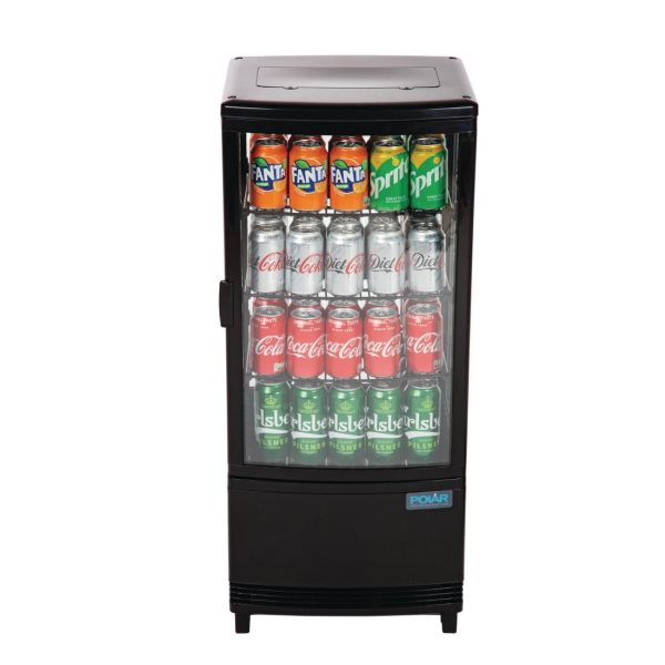 Polar C-Series Energy Efficient Curved Door Display Fridge Black 86Ltr