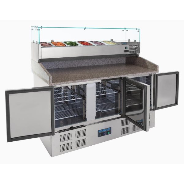 230W+150W. Stainless steel finish. Marble worktop. R600a