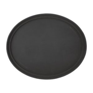Kristallon Polypropylene Oval Non-Slip Tray Black 685mm