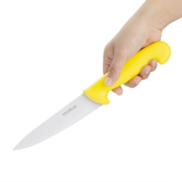 Blade length: 6.5". Weight: 120g. Yellow for cooked meats