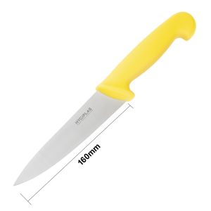 Blade length: 6.5". Weight: 120g. Yellow for cooked meats