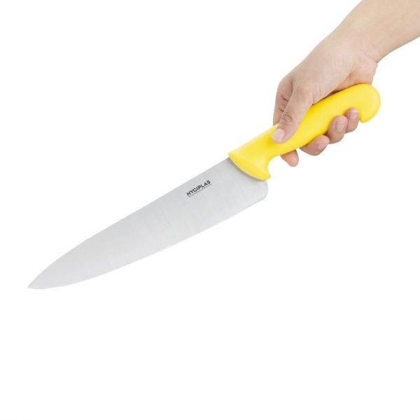 Blade length: 10". Weight: 190g. Yellow for cooked meats