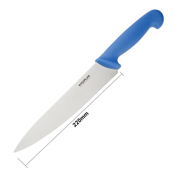 Blade length: 8.5". Weight: 160g. Blue for raw fish