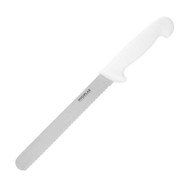 Blade length: 8". Weight: 100g. White for dairy and bakery