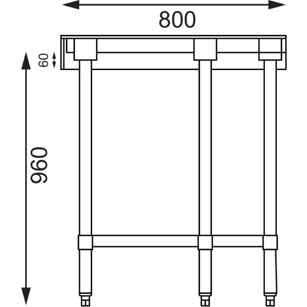 Size: 960(H) x 800(W) x 600(D)mm. With galvanised undershelf