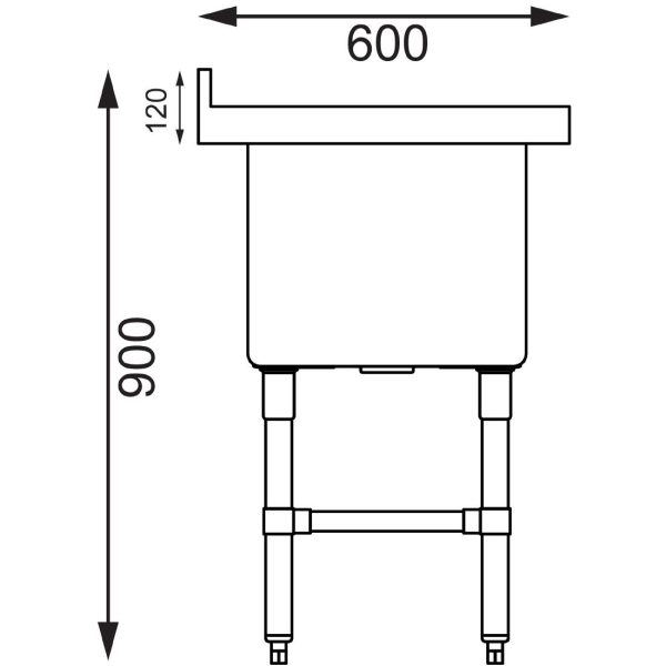 Size: 900(H) x 770(W) x 600(D)mm | Capacity: 100Ltr | Upstand at rear