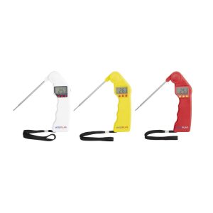 Range: -50 to +300°C. Suitable for use with raw meat.