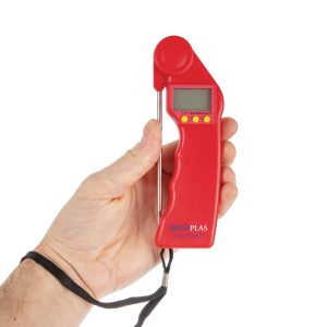 Range: -50 to +300°C. Suitable for use with raw meat.