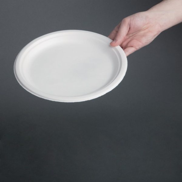 260(Ø)mm | 10 1/4". Pack Quantity: 50Fiesta Green compostable products, working towards a greener food to go solution for businesses and consumers. Made from recycled, waste sugarcane they are fully compostable. They emit less carbon during production and will commercially compost in 12 weeks. Ideal for take away businesses, festivals, food markets, mobile caterers or home consumers who have large gatherings.