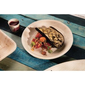 Fiesta Green Biodegradable Deep Palm Leaf Plates Round 175mm (Pack of 100)