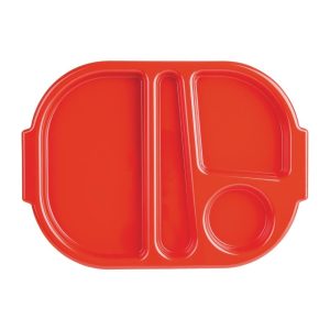 Kristallon Large Polycarbonate Compartment Food Trays Red 375mm