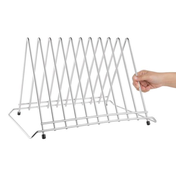 Stainless steel. Ten slots. Fits chopping boards up to 30mm thick