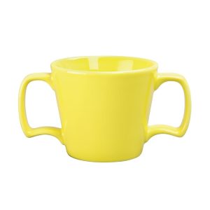 Olympia Heritage Double Handle Mugs Yellow 300ml (Pack of 6)