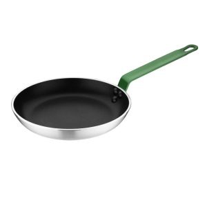 Vogue Non-stick Teflon Aluminium Platinum Plus Frying Pan with Green Handle 200mm