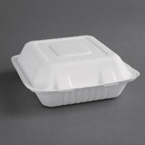 Fiesta Green Compostable Bagasse Hinged Food Containers 204mm (Pack of 200)