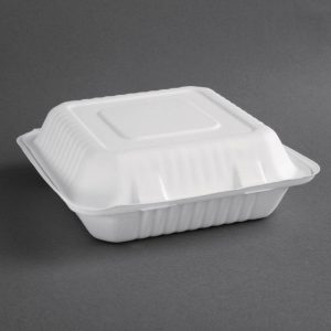 Fiesta Green Compostable Bagasse Hinged Food Containers 237mm (Pack of 200)