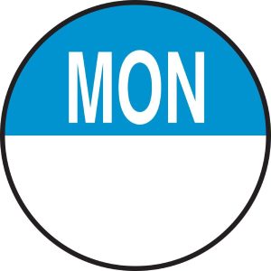 Vogue 3/4" Day Dot Monday (Pack of 2000)