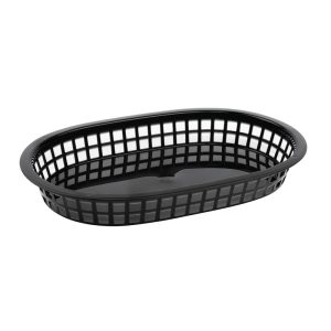Oval Polypropylene Food Basket Black (Pack of 6)
