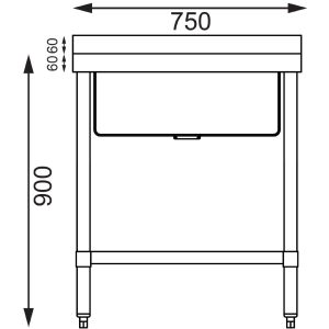 Size: 960(H) x 750(W) x 600(D)mm. With undershelf and upstand