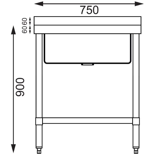 Size: 960(H) x 750(W) x 600(D)mm. With undershelf and upstand