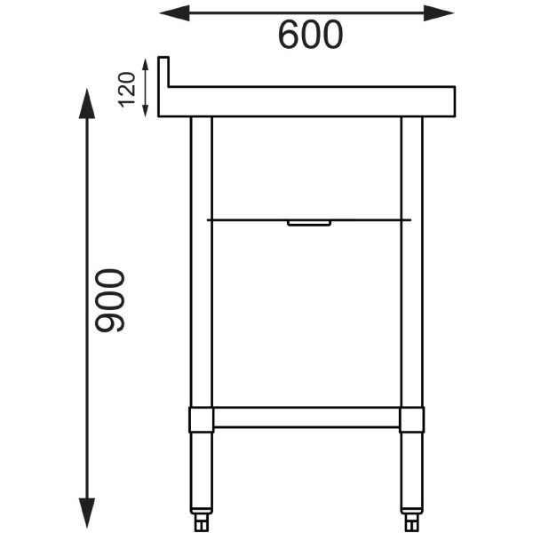 Size: 960(H) x 750(W) x 600(D)mm. With undershelf and upstand