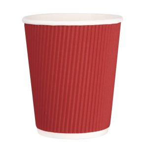 Fiesta Ripple Wall Takeaway Coffee Cups Red 225ml / 8oz (Pack of 25)