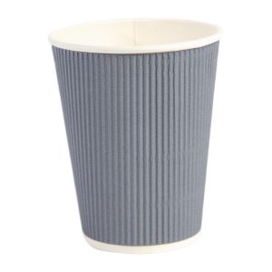 Fiesta Disposable Coffee Cups Ripple Wall Charcoal 340ml / 12oz (Pack of 25)