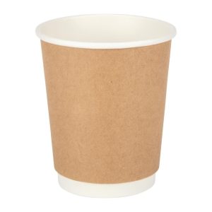 Fiesta Disposable Coffee Cups Double Wall Kraft 225ml / 8oz (Pack of 25)