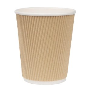 Fiesta Disposable Coffee Cups Ripple Wall Kraft 225ml / 8oz (Pack of 500)