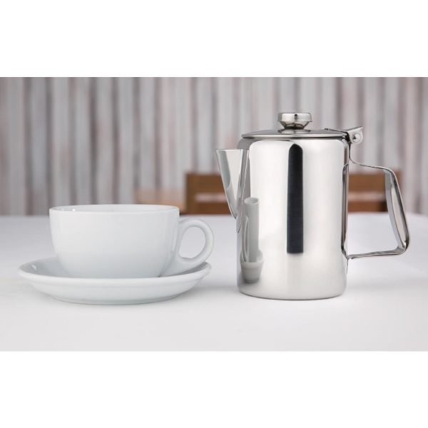 Bring a stylish shine to your beverage service with the Olympia Concorde Stainless Steel range. Made with a high-polish, mirror finish these boasts an elegant look that'll add a touch of class to the presentation of your hot drinks. A double-layer, heat-resistant handle keeps these cool to the touch too - ensuring staff and customers stay safe when handling hot liquids.