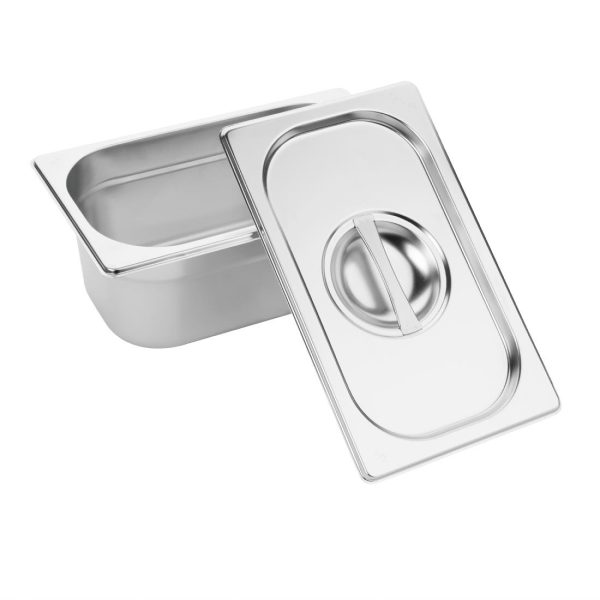 6 x 1/9 GN pans (6 x K825) and lids. 100mm deep. For use with wire stand (CC051).