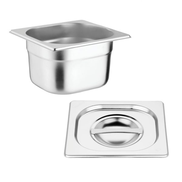 4 x GN 1/6. Sixth Size. 4 x K991 and lids. 100mm deep. For use with wire stand (CC051)