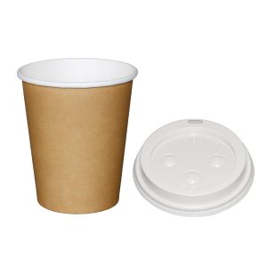 Fiesta Brown 225ml Hot Cups and White Lids (Pack of 1000)