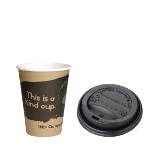 Fiesta Green 12oz Compostable Hot Cups and Lids Bundle (Pack of 1000)