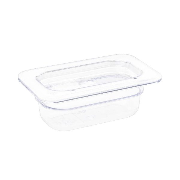 Capacity: 0.60Ltr. GN 1/9. Ninth Size. Clear. 65mm depth