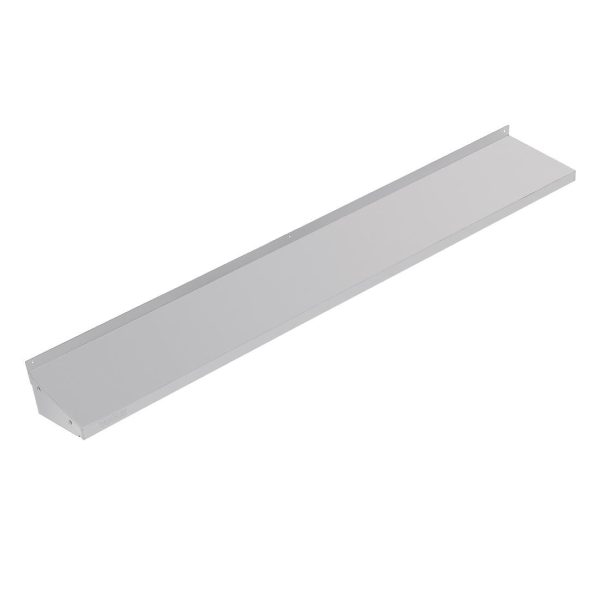 Size: 1800(W) x 300(D)mm. Material: Stainless steel. Brackets included