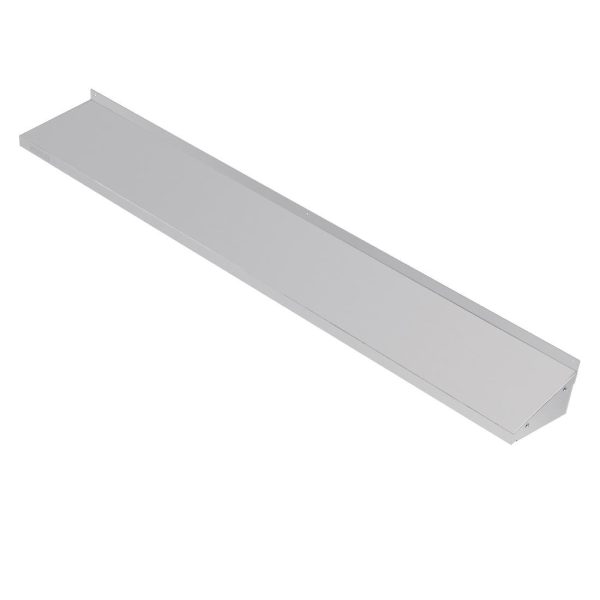 Size: 1800(W) x 300(D)mm. Material: Stainless steel. Brackets included