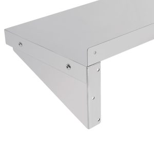 Size: 1800(W) x 300(D)mm. Material: Stainless steel. Brackets included