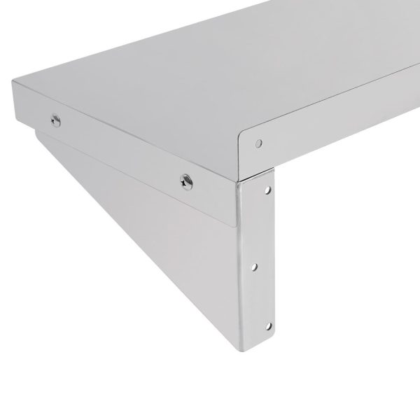 Size: 1800(W) x 300(D)mm. Material: Stainless steel. Brackets included