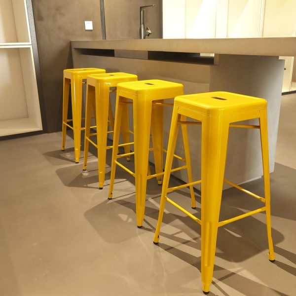 Bolero Bistro Yellow Steel High Stool (Pack of 4)