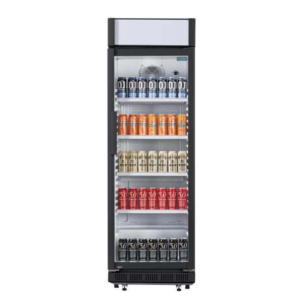 Nisbets Essentials Upright Display Cooler with Light Box 346Ltr