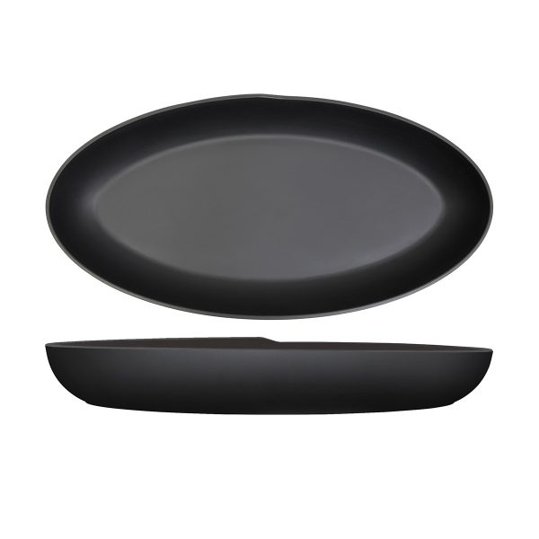 Black Copenhagen Oval Melamine Deep Dish 55 x 27.5 x 7.5cm QTY:1