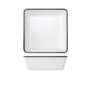 Black/White Melamine Athens Square Deep Dish 25 x 8cm QTY:1